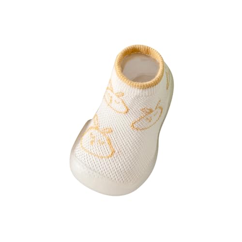 biJerou Atmungsaktive Baby-Kleinkindschuhe und -socken aus Mesh für Frühjahr/Sommer. Bequeme, rutschfeste Baby-Socken und -Schuhe mit Gummisohle Gummistiefel Segeln Damen (Yellow, 20 Infant) von biJerou