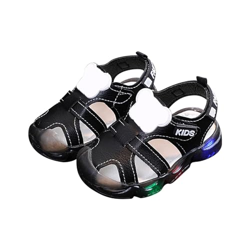 biJerou Badesandalen Leuchtende Schuhe LED Leuchtende Sportschuhe Freizeitschuhe Atmungsaktive Baby-Kinderschuhe Hohe Sneaker Herren (Black, 27) von biJerou