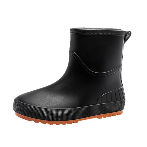 biJerou Damen Japanische Wadenhohe Regenschuhe Modische Wasserschuhe Draußen Rutschfeste Wadenhohe Wasserschuhe Kurze Regenstiefel Für Erwachsene Fersenschutz Schuhe Damen (Black, 39) von biJerou