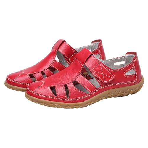 biJerou Damen-Schuhe, hohl, einfarbig, lässig, modisch, Freizeitschuhe Damen Schuhe Leopard (Red, 40) von biJerou