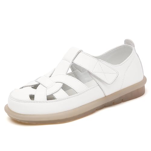 biJerou Damen-Schuhe, hohl, einfarbig, lässig, modisch, Freizeitschuhe Damen Schuhe Mit Absatz Elegant Schwarz (White, 35) von biJerou