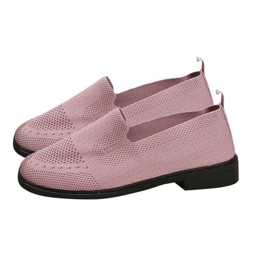 biJerou Damen-Sommer-Freizeitschuhe aus Webstoff mit Bündchen für lässigen Komfort und niedrigen Absätzen Gelbe Schuhe Damen 37 (Red, 41) von biJerou