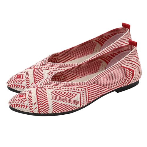 biJerou Damen Sommerschuhe mit weicher Sohle, leicht und atmungsaktiv, Einzelschuhe, Freizeitschuhe S. Damen Schuhe 41 (Red, 36) von biJerou