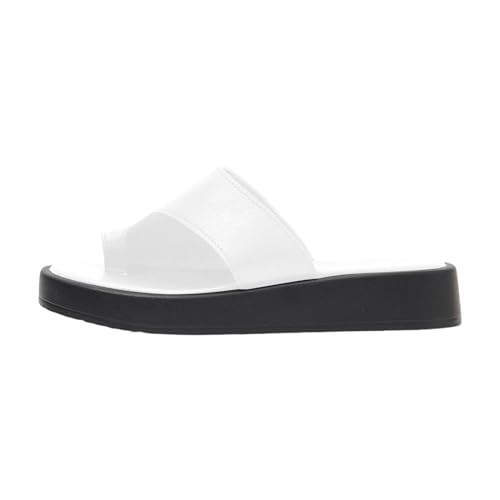 biJerou Damen Strand-Clip-Zehen-Hausschuhe, hohle lässige Hausschuhe, flache Schuhe, Vintage-Sandalen Schuhe Sommerkind Damen (White, 41) von biJerou