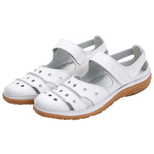 biJerou Einfarbige, lässige, modische, Hohle, atmungsaktive Freizeitschuhe für Damen Schuhe Damen Rot 37 (White, 39) von biJerou