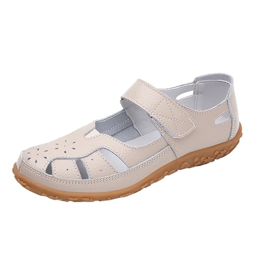 biJerou Einfarbige, lässige, modische, Hohle, atmungsaktive Freizeitschuhe für Damen Schwarze Schuhe Damen Mit Absatz Sexy (Beige, 35) von biJerou