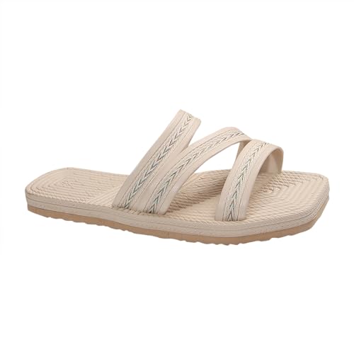 biJerou Frauen Schuhe Erwachsene Weibliche Lange Slipper Socken Für Frauen Frauen Sommer Einfarbig Slip On Casual Offene Spitze Flache Weiche Slipper Socken Für Frauen Indoor Fersensporn (Beige, 41) von biJerou