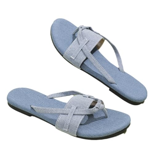 biJerou Frauen Schuhe Erwachsene Weibliche Lange Slipper Socken Für Frauen Frauen Sommer Einfarbig Slip On Casual Offene spitze Flache Weiche Slipper Socken Für Frauen Indoor Damen Hochzeit (Blue, 42) von biJerou