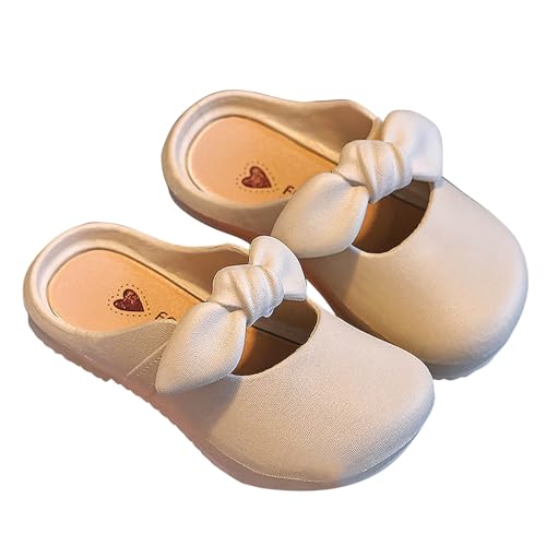 biJerou Hausschuhe Kinder Pantoffeln weiche Unterseite Schleife Baotou Prinzessin Sandale Hausschuhe Warm Damen (White, 26 Toddler) von biJerou