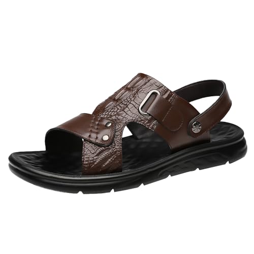 biJerou Herren Sandalen Sport Sommer Strand Hausschuhe Schieben Outdoor Remote Hausschuhe Sandalen Herren Schuhe Schwarz 47 (Brown, 40) von biJerou