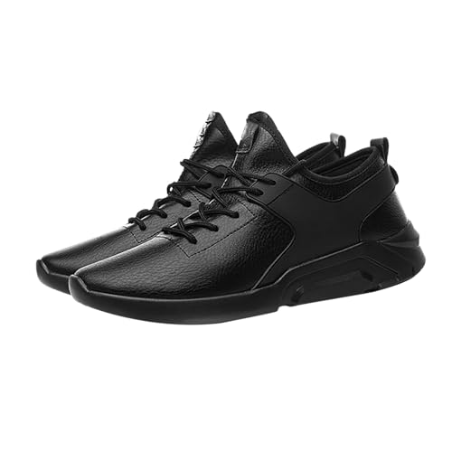 biJerou Herren Sommerschuhe Koreanische Version Der Atmungsaktiven Pu Bequemen Sneakers Trend Schnüren Freizeitschuhe Brettschuhe Sneaker Winter Herren (Black, 39) von biJerou