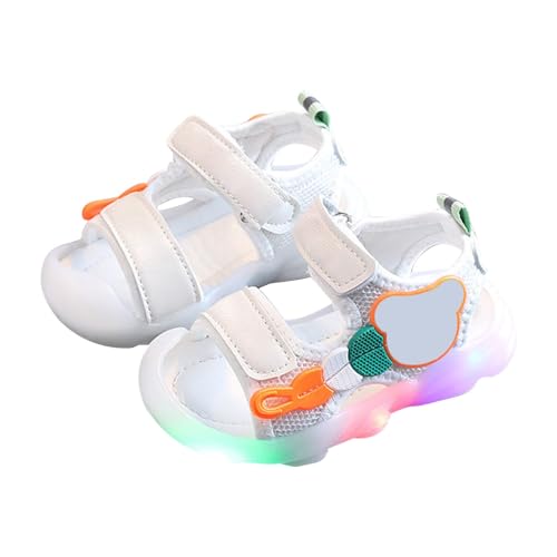 biJerou Jungs Sandalen 33 Leuchtschuhen LED-Leucht-Sportschuhe Freizeitschuhe Atmungsaktive Baby-Kinderschuhe Sandalen Damen (White, 21) von biJerou