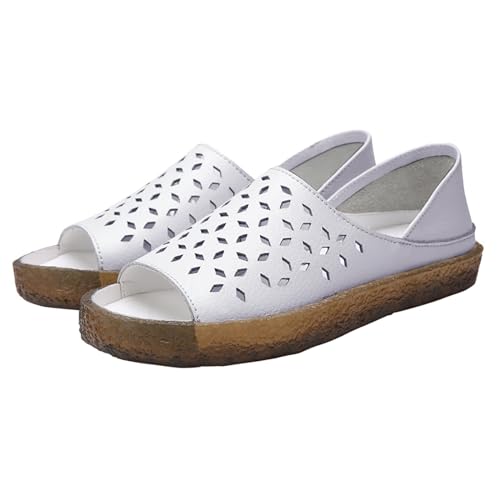 biJerou Lässige einfarbige Damen-Schuhe mit flachem Boden, Fischmaul, atmungsaktiv, modisch, Freizeitschuhe Atmungsaktive Schuhe Damen 41 (Grey, 37) von biJerou