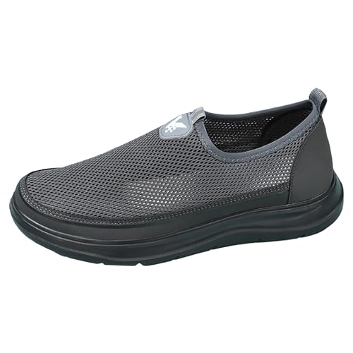 biJerou Mode Frühjahr Und Sommer Männer Sport Schuhe Flachen Boden Leichte Mesh Atmungsaktive Slip Auf Bequeme Einfarbig Einfache Eigenschaften: Anzug Schuhe Herren 44 (Grey, 39) von biJerou