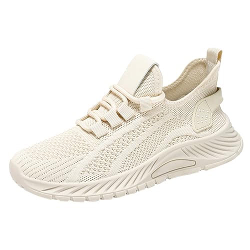 biJerou Schuhe Damen Sandaletten Schwarz atmungsaktives Mesh, modische Freizeit-Sportschuhe Schuhe Damen Sneaker 40 (Beige, 36) von biJerou