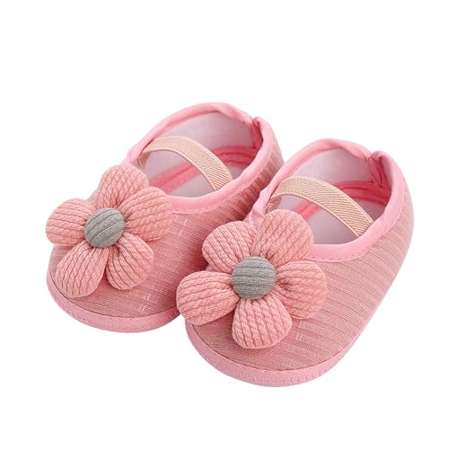 biJerou Sonnenblumen-Sommer-Schleife, einfarbig, Babyschuhe, Babyschuhe, weiche Sohlen, Sandalen, Kinderschuhe, Kleinkindschuhe, atmungsaktiv und bequem Barfußschuhe (Pink, 18.5 Infant) von biJerou