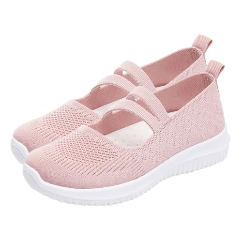 biJerou Weiche orthopädische Schuhe für Damen, atmungsaktiv, gewebt, zum Gehen, Slip-On-Schaumstoffschuhe, Fußgewölbeunterstützung, Hände, Slip-In-Sneaker Schuhe Damen Ultra (Red, 37) von biJerou