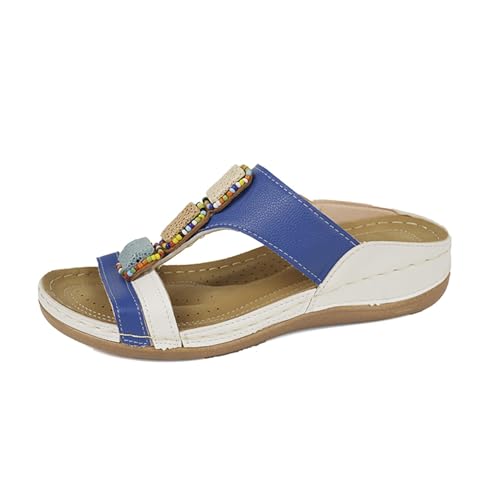 biJerou Weiße Schuhe Damen 42 Sommer Einfache Feste Keilabsatz Bequeme Und Leichte Slip-On Schuhe Schuhe Winter Damen Gefüttert Sportlich (Blue, 42) von biJerou