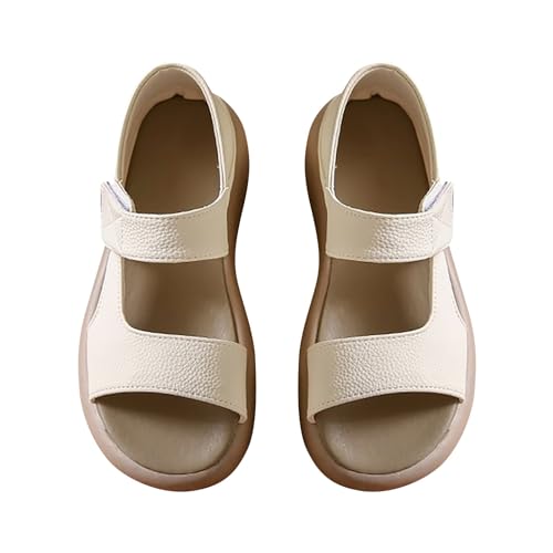 biJerou Winter Damen Schuhe Winter Damen-Sommer-Minimalist-Open-Toe-Runde-Toe-Dicke-Sohle-One-Lin Leoparden Schuhe Damen 42 (Beige, 36) von biJerou