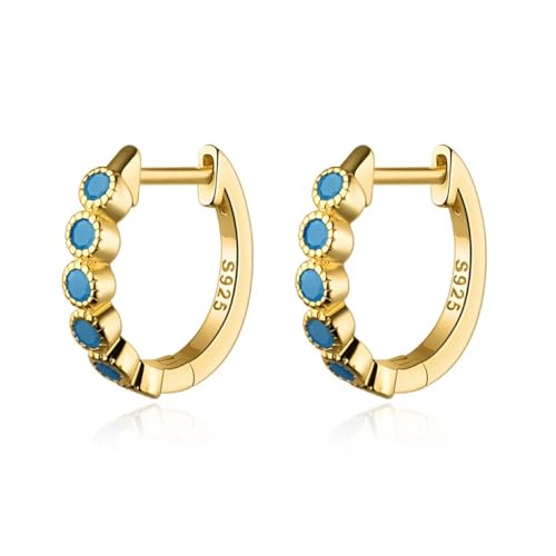 Ohrringe Ohrstecker Damen Schmuck Earrings Süßer Minimalistischer Creolen-Ohrring Für Frauen Blau Gold von bicup