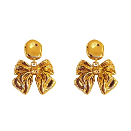 Ohrringe Ohrstecker Damen Schmuck Earrings Bowknot Ohrringe Einfache Retro Hochzeitsfeier Gold von bicup