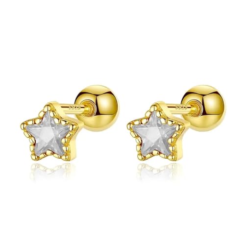 Ohrringe Ohrstecker Damen Schmuck Earrings Süße Schwarze Stern Ohrstecker Für Frauen Hochzeit Minimalist Da052-Gold-Weiß von bicup