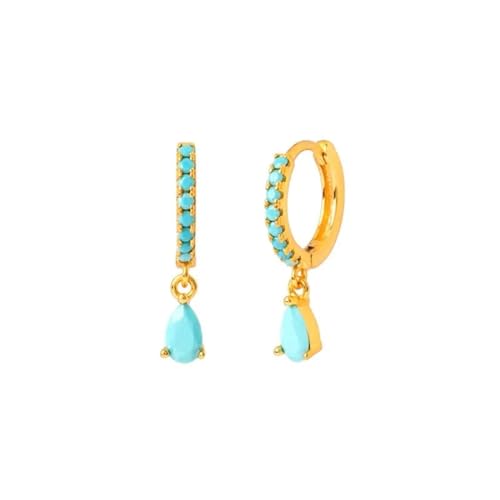 Ohrringe Ohrstecker Damen Schmuck Earrings Wassertropfen Kleine Creolen Für Frauen Hochzeit Anhänger Ohrringe Gold-Blau von bicup