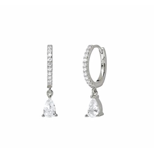 Ohrringe Ohrstecker Damen Schmuck Earrings Wassertropfen Kleine Creolen Für Frauen Hochzeitsanhänger Ohrringe Silber-Weiß von bicup