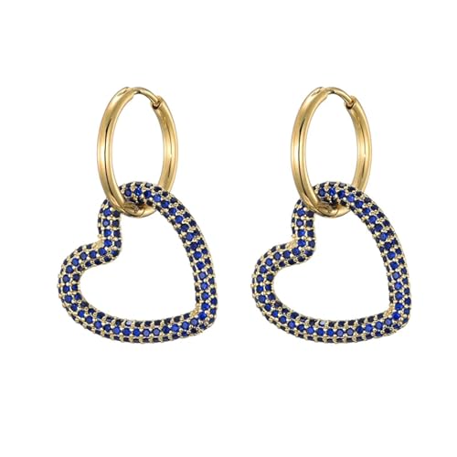 Ohrringe Ohrstecker Damen Schmuck Earringsherz Creolen Für Frauen Geometrische Runde Ohrringe Blau von bicup