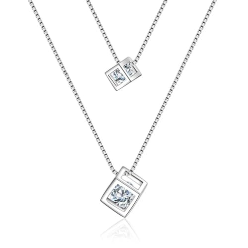 bicup Halskette Ketten Schmuck Herren Frauen Anhänger Necklace Halskette Doppelkette Anhänger Link Frauen Hochzeitsfeier Accessoire Weiss von bicup