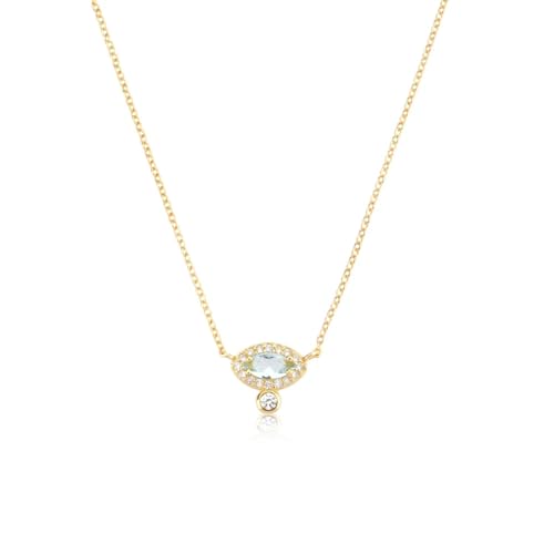 bicup Halskette Ketten Schmuck Herren Frauen Anhänger Necklace Hellerblauer Anhänger Lange Kette Halskette Damen Gold von bicup