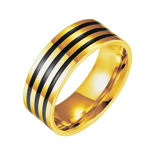 bicup Ring Ringe Damen Bijouterie Herren 8Mm Einfache Frauen Schwarz Gestreift Ring Männer Fingerspitze Ring Paar Punk Ehering 6 Gold von bicup