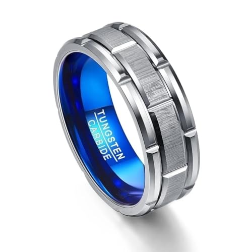 bicup Ring Ringe Damen Bijouterie Herren 8Mm Männer Ringe Einfache Hochzeit Verlobung Für Männer Jubiläumsfeier 10 Blau von bicup