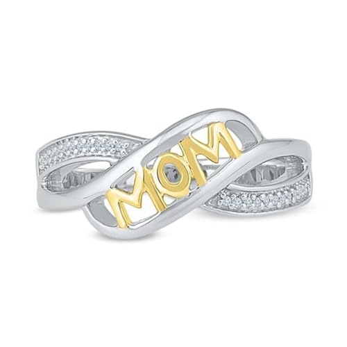 bicup Ring Ringe Damen Bijouterie Herren Frauen Ringe Herzförmiger Buchstabe Mama Ringe Klassisches Zubehör 7 Gold von bicup