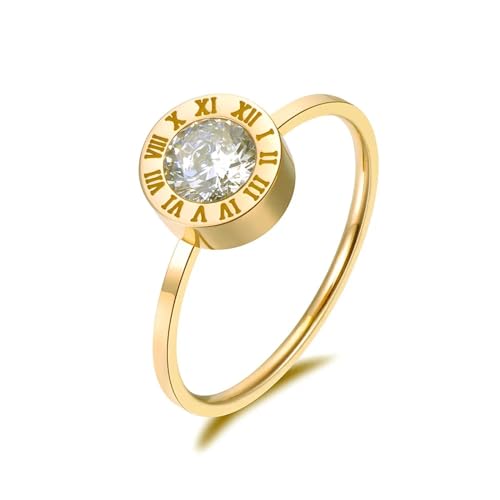 bicup Ring Ringe Damen Bijouterie Herren Runde Römische Ziffern Grundmodelle Farbe Ringe Für Frauen 8 Gold von bicup