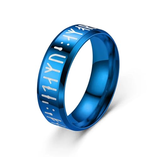 bicup Ring Ringe Damen Bijouterie Herren Rune Männer Ring Für Männer Geschnitzt Hochzeit Verlobungsring Unisex 8 Blau von bicup