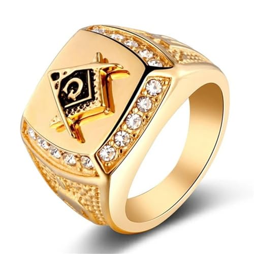 bicup Ring Ringe Damen Bijouterie Herren Vintage Ring Für Männer Bänder Brief Jubiläums-Herren-Fingerring 9 Gold von bicup