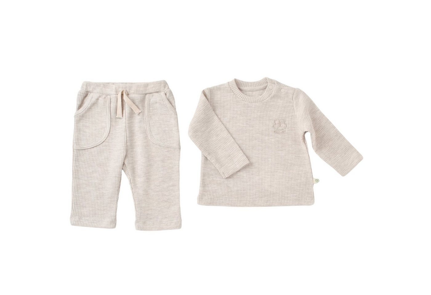 biorganic Schlafanzug Shirt & Hose Baby Set Nature In Waffle für Jungen und Mädchen Unisex (Pyjama-Set, 2 tlg., Langarmshirt + Hose) Waffle-Struktur, 100% Bio-Baumwolle, GOTS-zertifiziert von biorganic