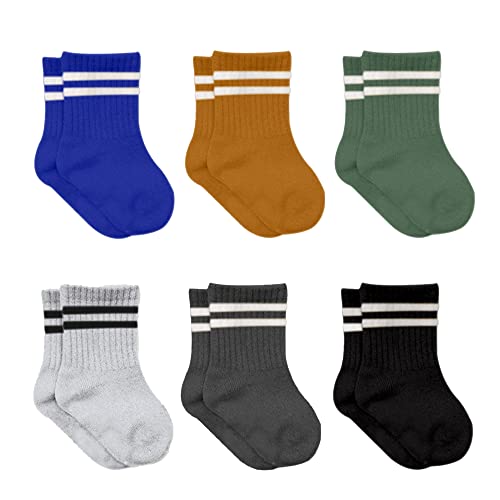 bistyle Baumwolle 6 Paar Baby Socken für Neugeborene Säugling 0-3 Monate bis 2-3 Jahre | Duftend Baby Socken | Jungen Mädchen Kleinkind Socken (as3, age, 0_month, 6_months, Nacht Blau (Gestreift)) von bistyle