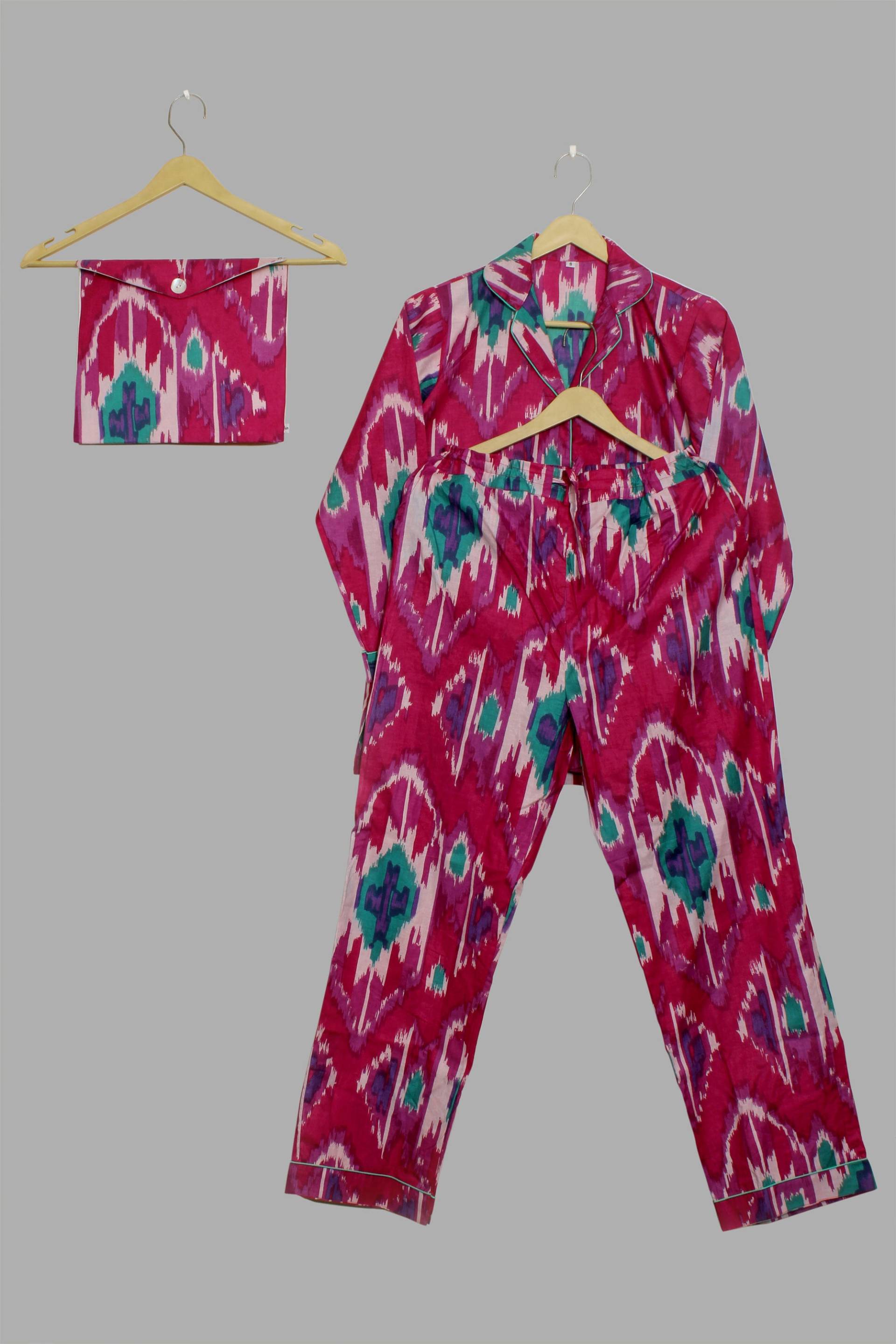 Brautjungfern Baumwoll-Pyjama-Set, Handblock-Gedruckter Pyjama-Set, Sommer-Entspannungskleidung, Frauen-Nachtwäsche-Set Baumwolle Lange Hose & von blockprintingfactory