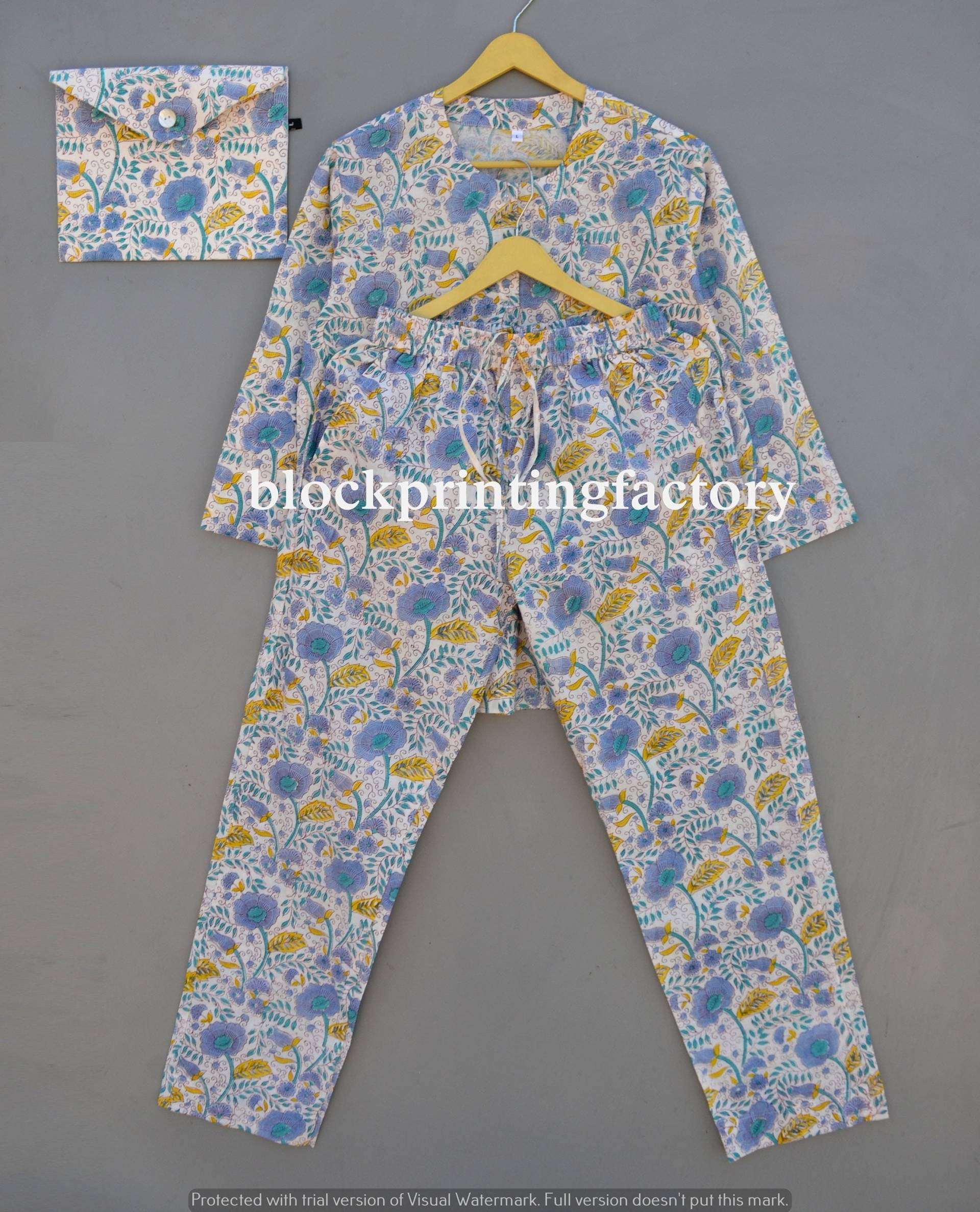 Frauen Baumwolle Pyjamas Sets, Nachtwäsche Set, Soft Cotton Pj Nachtanzug Kleid, Brautjungfer Set von blockprintingfactory