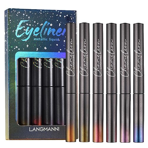 Glitzernder Eyeliner | 6-farbige, langlebige farbige Eyeliner, wasserfest - Flüssiger Eyeliner für Frauen und Mädchen, farbiger flüssiger Eyeliner, buntes Set mit flüssigem Eyeliner Boiler von boiler