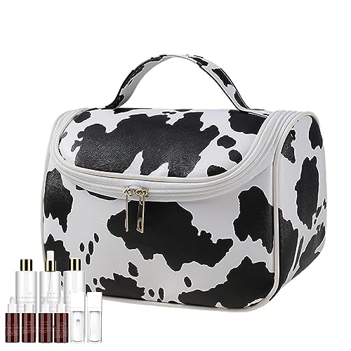 Reisekosmetiktasche,Kuh-Print-Make-up-Kosmetik-Organizer-Beutel - Tragbarer, wasserdichter Make-up-Koffer-Organizer mit großem Fassungsvermögen für Hautpflege, Toilettenartikel, Frauen, Mädchen Boiler von boiler