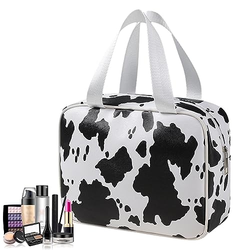 Schminktasche,Kuh-Print-Make-up-Kosmetik-Organizer-Beutel - Tragbarer, wasserdichter Make-up-Koffer-Organizer mit großem Fassungsvermögen für Hautpflege, Toilettenartikel, Frauen, Mädchen Boiler von boiler