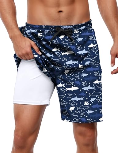 bolukets Badehose für Herren mit Kompression Liner 7" 2 in 1 Atmungsaktiv Badeshorts mit Reißverschlusstaschen Männer Elastisch Boardshorts mit Tunnelzug bolukets Badehose für Herren mit Kompression Liner 7" 2 in 1 Atmungsaktiv Badeshorts mit Reißverschlusstaschen Männer Elastisch Boardshorts mit Tunnelzug von bolukets