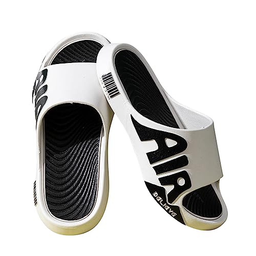 bolukets Badeschuhe Herren Damen Weiche Open Toe Sommer Schlappen Rutschfest Hausschuhe Slides Slippers Pantoletten Strand Dusch Cloud Sandalen Schnelltrocknend Badeschlappen,Schwarz Weiß,44/45EU von bolukets