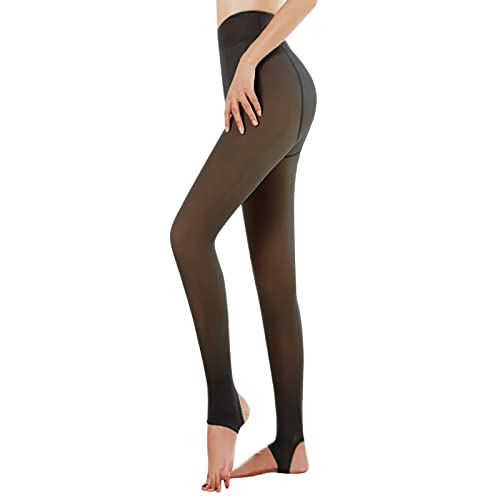 bolukets Damen Strumpfhosen Plüschstrümpfe Perfek Beine abnehmen Gefälschte durchscheinend Super Strech Blickdichte Warm Fleece Pantyhose Thermostrumpfhose Leggings für Herbst Winter,Schwarz-b,80g von bolukets