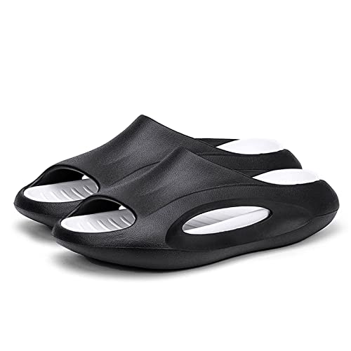 bolukets Badeschuhe Herren Damen Weiche Open Toe Hausschuhe Sommer Rutschfest Sandalen Pantoletten Schnelltrocknend Dusch Cloud Schlappen Strand Badeschlappen für Indoor Outdoor,A-schwarz,40/41EU von bolukets