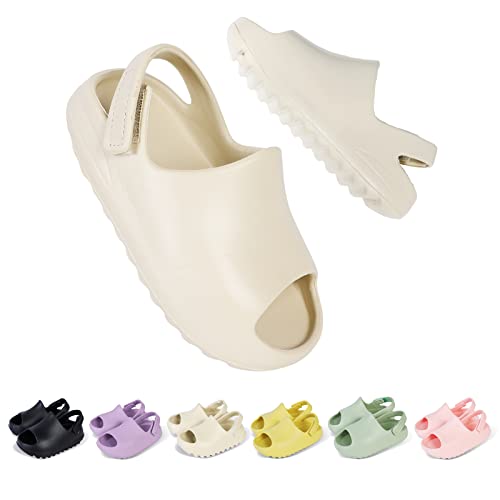 bolukets Kinder Hausschuhe Mädchen Jungen Badelatschen Sommer Weiche Open Toe Sandalen Rutschfest Kleinkinder Pantoletten Schnelltrocknend Dusch Cloud Schlappen Strand Badeschlappen,Beige,25/26EU von bolukets