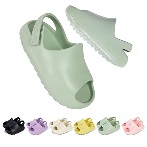 bolukets Kinder Hausschuhe Mädchen Jungen Badelatschen Sommer Weiche Open Toe Sandalen Rutschfest Kleinkinder Pantoletten Schnelltrocknend Dusch Cloud Schlappen Strand Badeschlappen,Grün,23/24EU von bolukets